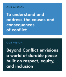 Beyond Conflict's mission and vision